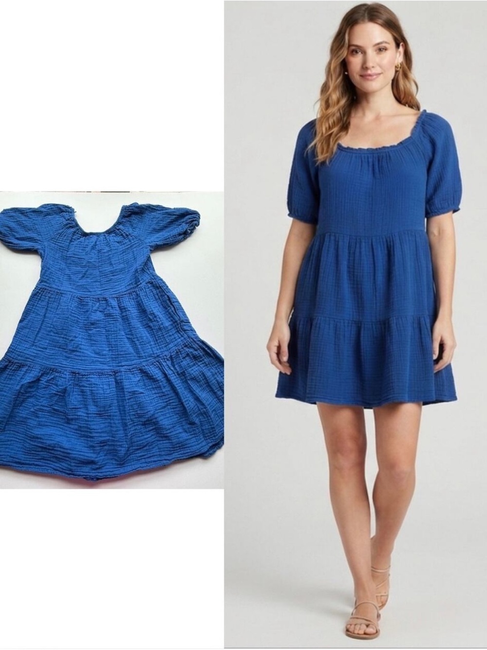 Old Navy Coastal Gauze Tiered Mini Swing Dress | Size Small